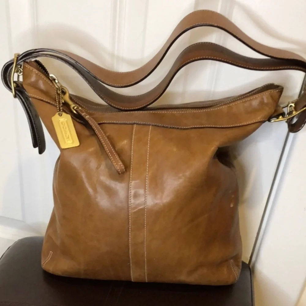 COACH Bleeker Legacy Signature Saddle Brown Leather Slim Duffle Crossbody Bag - Picture 15 of 15